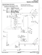 john-deere-200d-200dlc-excavator-technical-manual-tm10076-wiring-237.webp John Deere 200D, 200DLC electrical schematic showing key switch positions, battery relay, and fusible links.
