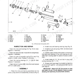 John Deere 251, 1550 powershaft exploded view diagram, parts list, and inspection, repair, and assembly procedures.