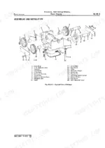 john-deere-3010-wheel-tractor-service-manual-exploded-view-119.webp John Deere 3010, 3000 engine balancer exploded view diagram showing housing, gears, shafts, and oil pump intake screen assembly.