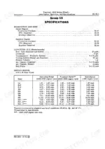 john-deere-3010-wheel-tractor-service-manual-specs-19.webp John Deere 3010, 3000 specifications page showing engine horsepower, fluid capacities, and ground speed gear tables.