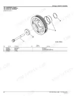 john-deere-320d-skid-steer-loader-parts-catalog-pc10135-engine-parts-84.webp John Deere 320D Skid Steer exploded view diagram and parts list for the engine crankshaft pulley assembly.