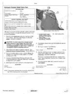 john-deere-328e-332e-skid-steer-loader-operation-and-test-manual-tm12802-specifications-877.webp John Deere 328E, 332E hydraulic system relief valve test procedure, specifications table, and component connection diagram.