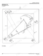 john-deere-50g-compact-excavator-parts-catalog-pc11192-boom-parts-408.webp John Deere 50G exploded view diagram of the 1.38m standard arm, showing bushings, seals, and frame components.
