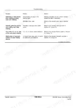 John Deere 686, 688 troubleshooting table for gathering drum, rotor, clutch, and hydraulic folding system issues.