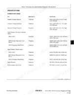 John Deere 9410, 9510, 9610 hydrostatic drive and power train diagnostic pressure specifications table.