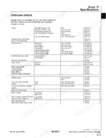 john-deere-9410-9510-9610-combine-repair-manual-tm1701-specifications-23.webp John Deere 9410, 9510, 9610 combine specifications table listing engine, cylinder, fan, and auger operating speeds in RPM.