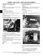 john-deere-js25-js35-js45-walk-behind-rotary-mowers-technical-manual-tm103619-procedures-42.webp John Deere JS25, JS35, JS45 alternator air gap adjustment and output test procedures with multimeter and feeler gauge diagrams.