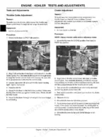 john-deere-lt150-lt190-series-lawn-tractors-technical-manual-tm1975-procedures-28.webp John Deere LT150, LT160, LT170, LT180, LT190 Kohler engine throttle cable and choke adjustment procedures with diagrams.