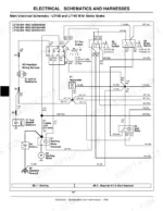 john-deere-lt150-lt190-series-lawn-tractors-technical-manual-tm1975-wiring-242.webp John Deere LT150, LT160, LT170, LT180, LT190 main electrical schematic showing stator brake, key switch, and starter motor.
