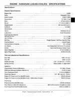 john-deere-lx280-lx280aws-lx289-garden-tractors-technical-manual-tm2046-specs-25.webp John Deere LX280, LX280AWS, LX289 Kawasaki liquid-cooled engine general specifications and test adjustment data table.