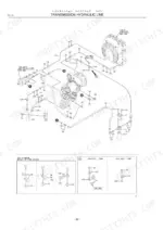 kawasaki-50z-v-wheel-loader-parts-catalog-93305-00153-hydraulic-parts-138.webp Kawasaki 50Z V transmission hydraulic line exploded view diagram showing master cylinder, radiator, and pipe holder details.