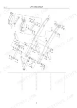 kawasaki-65tmv-2-wheel-loader-parts-catalog-93307-00443-boom-parts-62.webp Kawasaki 65TMV-2 exploded view diagram of the lift arm group showing linkage components, bushings, and retaining rings.