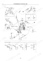 kawasaki-65tmv-2-wheel-loader-parts-catalog-93307-00443-hydraulic-parts-196.webp Kawasaki 65TMV-2 transmission hydraulic line exploded view showing case group, torque converter, and pipe holder details.