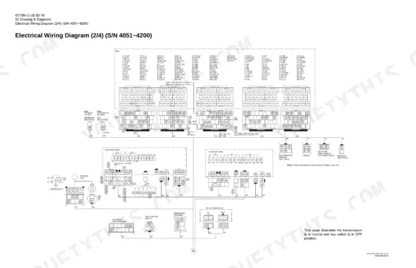 Kawasaki 65TMV-2 electrical wiring diagram 2/4 showing MCU pinouts, fuse boxes, and component connections.