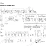 Kawasaki 65TMV electrical wiring diagram 1/2 showing instrument panel, fuse boxes, T/M controller, and relay connections.
