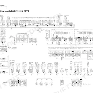 Kawasaki 65TMV electrical wiring diagram 1/2 showing instrument panel, fuse boxes, T/M controller, and relay connections.