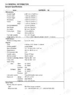 Kawasaki KAF950-B1, KAF950-B2, MULE 3010 DIESEL general specifications table including dimensions, engine, and drive train data.