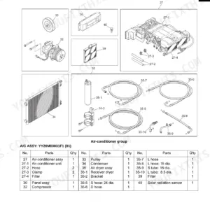 Kobelco 140SRLC-3 service manual air-conditioner components drawing