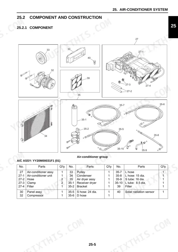 kobelco-140srlc-3-service-manual-air-conditioner-system-402-1.webp Kobelco 140SRLC-3 service manual air-conditioner components drawing