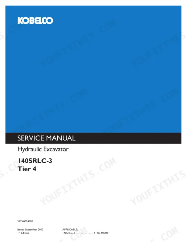 Kobelco 140SRLC-3 Tier 4 hydraulic excavator service manual cover