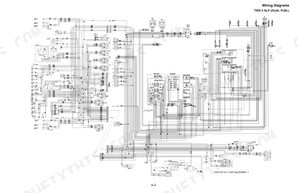 komatsu-fg35st-8-variants-forklift-truck-service-manual-sm202-wiring-437.webp Komatsu FG35ST-8...FD50AT2-8 Tier 2 GLP dual fuel wiring diagram showing relay box, fuse box, and electrical connections.