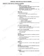 komatsu-k21-k25-forklift-truck-engine-service-manual-sm301-procedures-59.webp Komatsu K21, K25 engine removal and installation procedure steps, including preparation, disconnection, and lifting instructions.