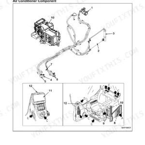 Komatsu PC300LC/HD-8 air conditioner component layout
