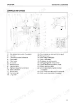 komatsu-pc88mr-8-hydraulic-excavator-operator-manual-pen00288-00-controls-64.webp Komatsu PC88MR-8 operator manual diagram showing cab controls, gauges, and numbered component identification list.