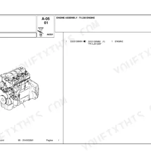 Landini Blizzard 95 engine assembly parts diagram for T4.236 engine showing component view and part numbers.