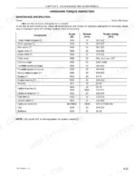 link-belt-160-x2-hydraulic-excavator-operator-manual-2104-maintenance-129.webp Link-Belt 160 X2 hardware torque inspection table listing screw sizes, wrench sizes, and torque settings for major components.