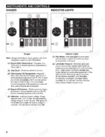 lull-644d-34-rough-terrain-forklift-operator-manual-68998a-controls-12.webp Lull 644D-34 instruments and controls page showing gauge and indicator light diagrams and operational descriptions.