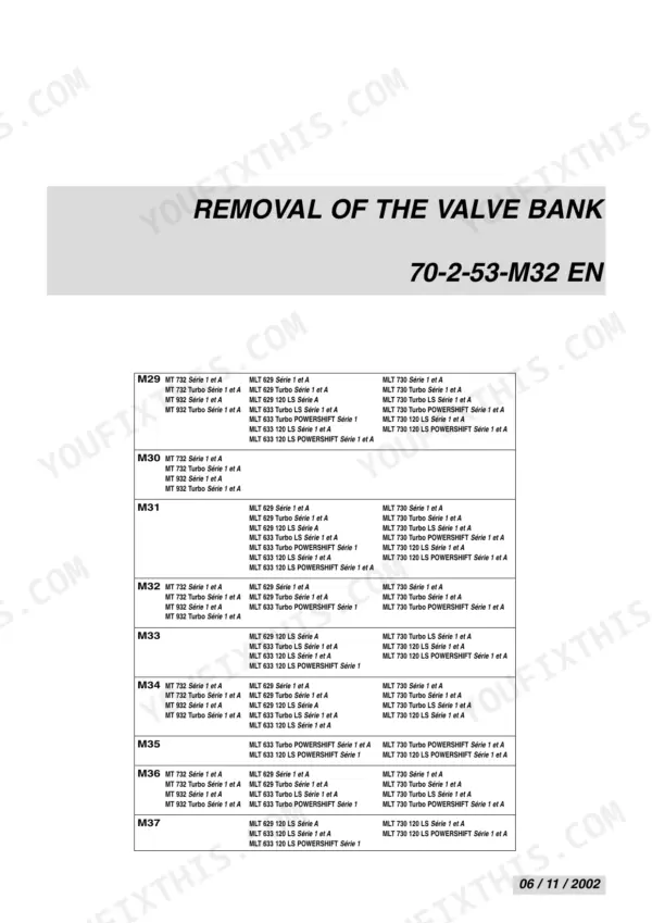 manitou-mt-732-mt-932-mlt-629-mlt-633-mlt-730-repair-manual-hydraulic-980-1.webp Manitou MT 732/932, MLT 629/633/730 Repair Manual — Hydraulic Section Title Sheet, Removal of the Valve Bank
