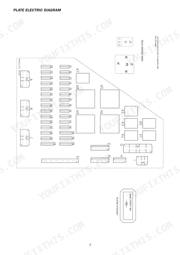 Plate electric diagram with relay bracket layout
