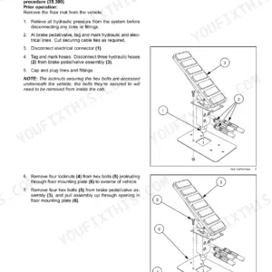 Miller Nitro 6300, 6345, 6500 brake pedal control valve removal steps with pedal assembly drawings