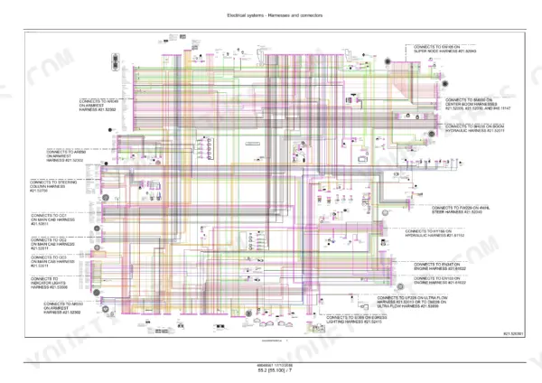 Miller Nitro 6300, 6345, 6500 wiring harness drawing with connectors and harness cross-references