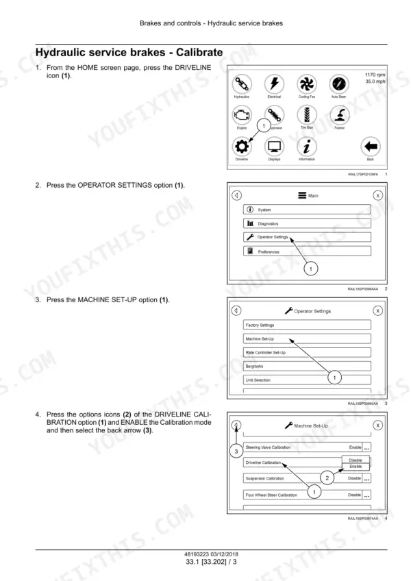 miller-nitro-7310-service-manual-brakes-and-controls-216-1.webp Miller Nitro 7310 hydraulic service brakes calibration steps on the DRIVELINE display screens