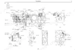 mitsubishi-7530-7532-tractor-service-manual-svc7500c-wiring-97.webp Cub Cadet 7530, 7532 transmission system diagram showing main shift, range shift, PTO, 4WD, and sub gearing fork components.