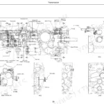 Cub Cadet 7530, 7532 transmission system diagram showing main shift, range shift, PTO, 4WD, and sub gearing fork components.