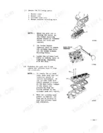 mitsubishi-8dc8-8dc9-8dc9-t-diesel-engine-shop-manual-97841-03001-00-na-procedures-141.webp Mitsubishi 8DC8, 8DC9, 8DC9-T, Model DC cylinder head removal procedure with exploded view and tool diagrams.