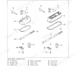 Mitsubishi L2A, L2C, L2E, L3A, L3C, L3E exploded view of rocker arms, rocker shaft, and rocker cover components.