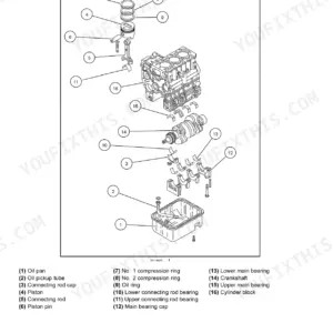 New Holland S3L2 engine exploded view showing cylinder block, crankshaft, piston, connecting rod, and oil pan components.