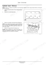 mitsubishi-s3l2-engine-service-manual-84523916-procedures-48.webp New Holland S3L2 cylinder head removal procedure with bolt loosening sequence diagram and removal illustration.