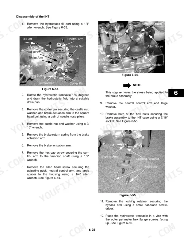 MTD 300-900 Series hydrostatic transaxle disassembly procedure with component diagrams.