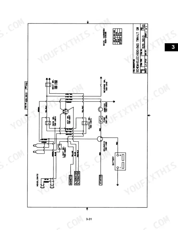 mtd-300-variants-outdoor-power-equipment-service-manual-770-10579-wiring-50-1.webp MTD 300-900 Series electrical wiring schematic showing battery, starter, solenoid, and key switch connections.
