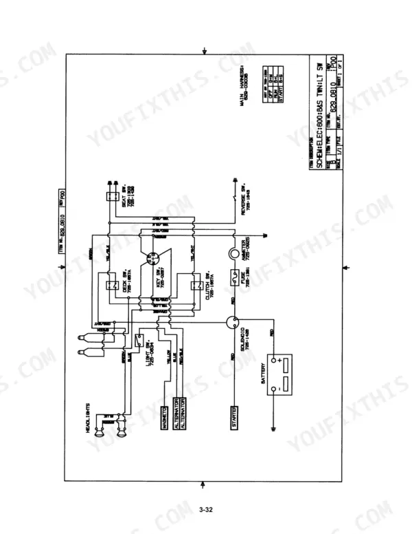 MTD 300-900 Series electrical wiring schematic for B&S engine, showing battery, solenoid, and ignition switch.