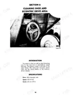new-holland-1400-1500-combine-service-manual-40481300-hydraulic-48.webp New Holland 1400, 1500 cleaning shoe and eccentric drive area diagram showing drive belt, sheaves, and technical specs.