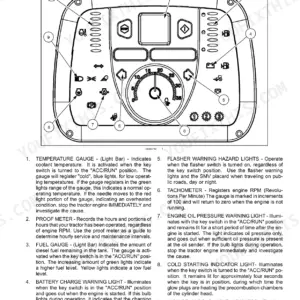 New Holland Boomer 3040 CVT, 3045 CVT, 3050 CVT instrument panel diagram and indicator descriptions.