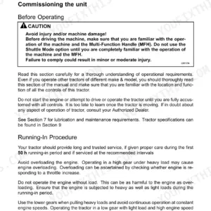 New Holland 3510, 4010, 4510, 4710 operating instructions, commissioning, and engine running-in procedure guidelines.