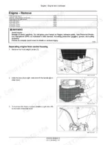 new-holland-3510-4010-4510-4710-tractor-service-manual-47899743-procedures-44.webp New Holland 3510, 4010, 4510, 4710 engine removal procedure, showing front weight carrier removal and hood lift mechanism diagrams.