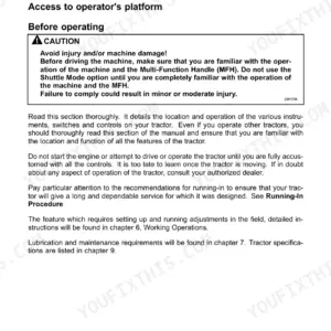 New Holland 3600-2 All Rounder Plus+ operator manual page for controls, instruments, and platform access.